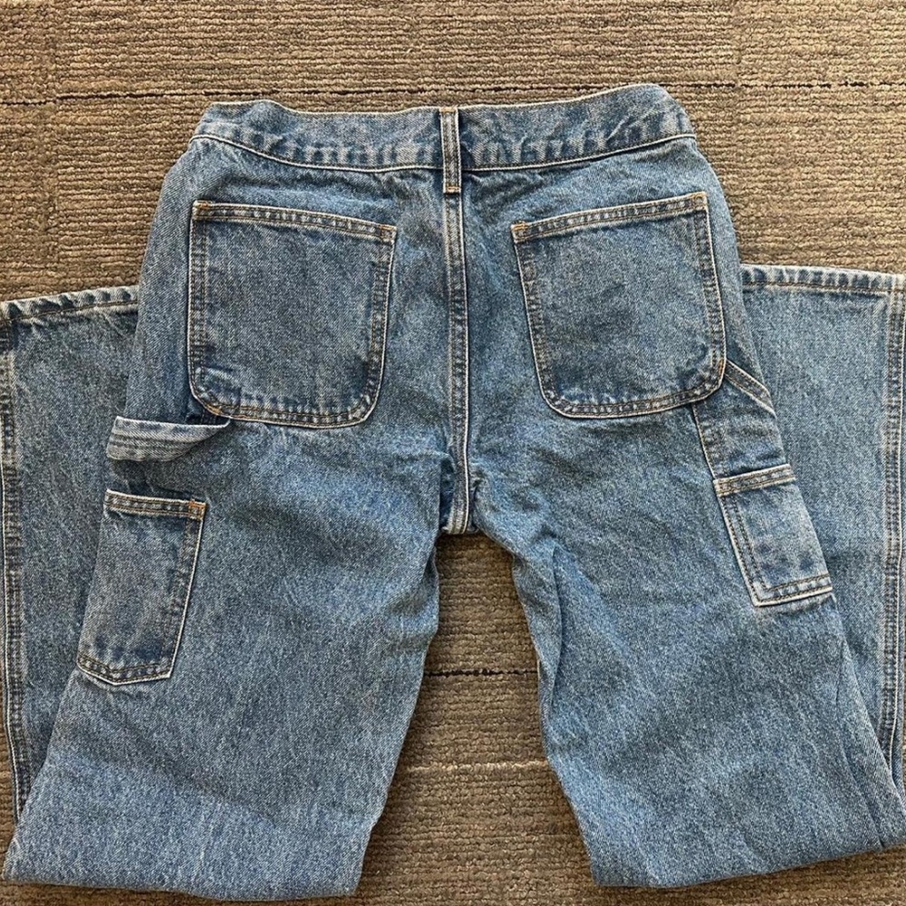Brandy Melville Cargo Blue Straight-Leg Jeans - Picture 3 of 4